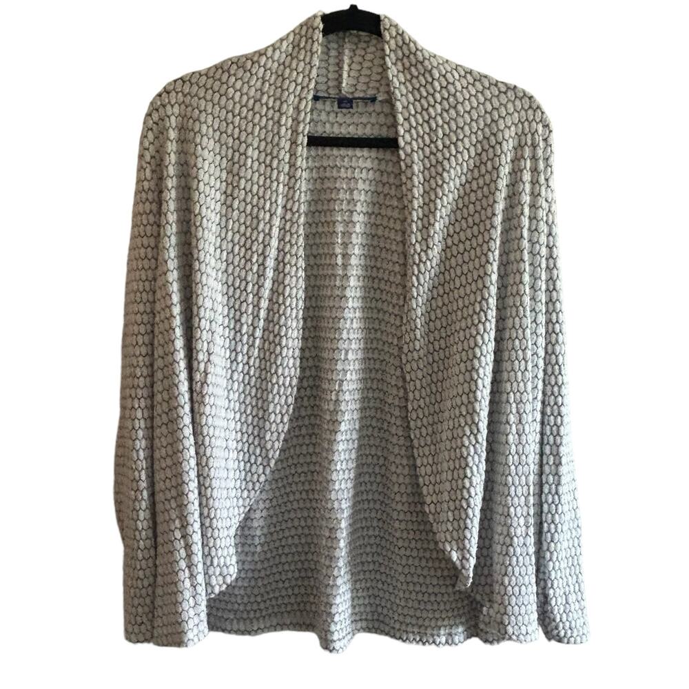 Apt 9 Kohls Gray White Textured Dot Open Front Cardigan Sweater M